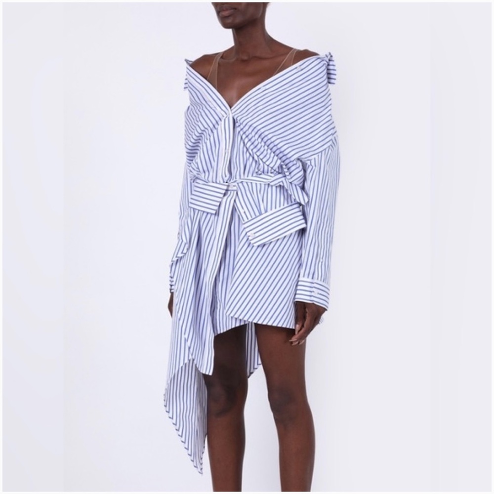 Alexander Wang Blue and White Asymmetrical Wrap Dress